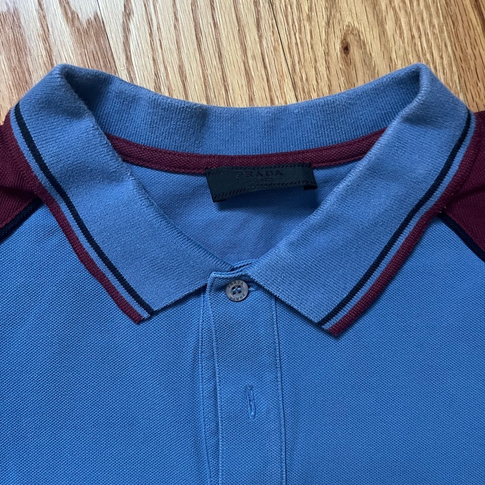 Prada Blue and Maroon Polo Shirt - Picture 3 of 4